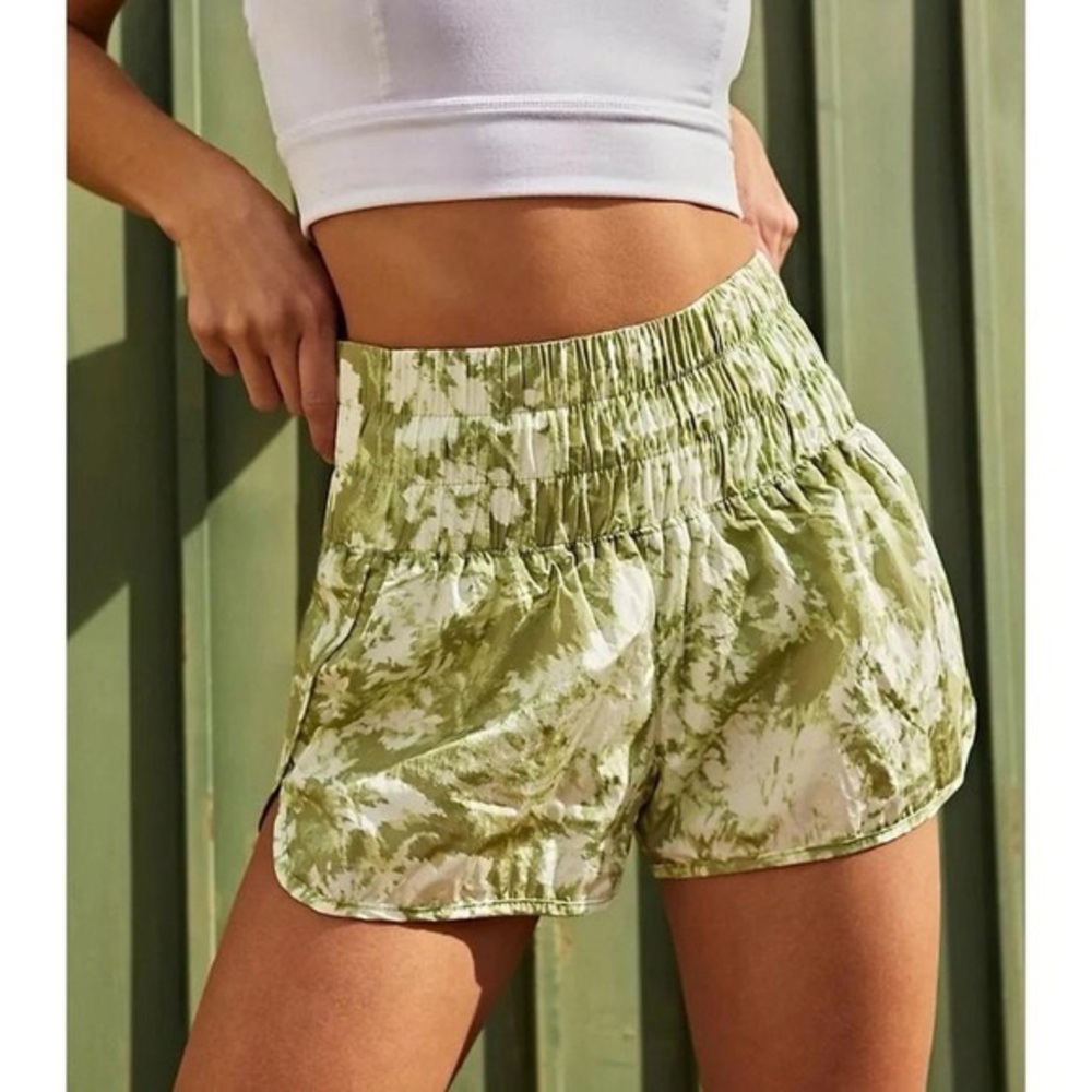 NWOT Free People Movement The Way Home Printed Shorts / Green Combo size small